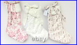3 Pottery Barn Love Shack Fancy Bow Fur Damask Dreamy Days Christmas Stockings 3 Pottery Barn Love Shack Fancy Bow Fur Damask Dreamy Days Christmas Stockings