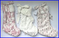 3 Pottery Barn Love Shack Fancy Bow Fur Damask Dreamy Days Christmas Stockings