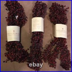 3 Pottery Barn Pepperberry Garland Christmas Tree Pepper Berry Red 5 Ft Each NWT