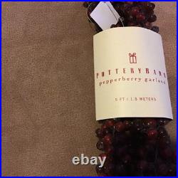 3 Pottery Barn Pepperberry Garland Christmas Tree Pepper Berry Red 5 Ft Each NWT