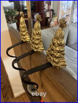 3 Virginia Metalcrafters Williamsburg 1998 Brass Christmas Tree Stocking Hangers