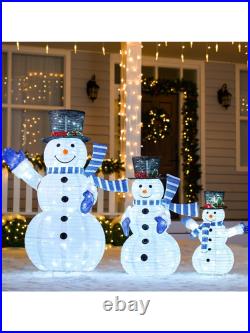 3 piece 3D Collapsible Snowman Set 270 LED Lights Christmas Yard Decor