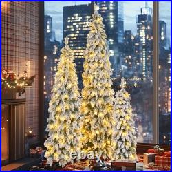 3-set Pre-Lit Pencil Christmas Slim Artificial Christmas Tree With Snow Flocking 3-set Pre-Lit Pencil Christmas Slim Artificial Christmas Tree With Snow Flocking
