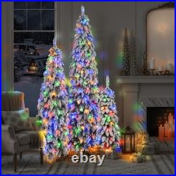 3-set Pre-Lit Pencil Christmas Slim Artificial Christmas Tree With Snow Flocking 3-set Pre-Lit Pencil Christmas Slim Artificial Christmas Tree With Snow Flocking