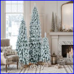 3-set Pre-Lit Pencil Christmas Slim Artificial Christmas Tree With Snow Flocking 3-set Pre-Lit Pencil Christmas Slim Artificial Christmas Tree With Snow Flocking