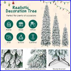 3-set Pre-Lit Pencil Christmas Slim Artificial Christmas Tree With Snow Flocking 3-set Pre-Lit Pencil Christmas Slim Artificial Christmas Tree With Snow Flocking