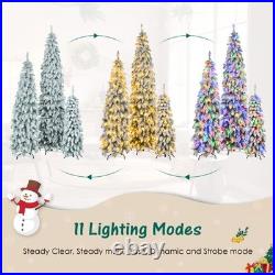 3-set Pre-Lit Pencil Christmas Slim Artificial Christmas Tree With Snow Flocking 3-set Pre-Lit Pencil Christmas Slim Artificial Christmas Tree With Snow Flocking