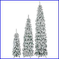 3-set Pre-Lit Pencil Christmas Slim Artificial Christmas Tree With Snow Flocking 3-set Pre-Lit Pencil Christmas Slim Artificial Christmas Tree With Snow Flocking