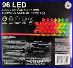 3 sets GE COLOR EFFECTS 6029701 96CT RGB SNOWFLAKE LIGHTS 9' colors & functions