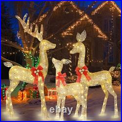 3pc LED Lighted Christmas Deer Family Indoor Outdoor Yard Decoration All Weather