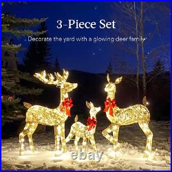 3pc LED Lighted Christmas Deer Family Indoor Outdoor Yard Decoration All Weather