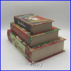 3x Merry Christmas Santa Retro Style Faux Books Stash Boxes Christmas Decor