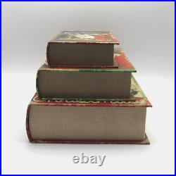 3x Merry Christmas Santa Retro Style Faux Books Stash Boxes Christmas Decor
