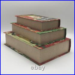 3x Merry Christmas Santa Retro Style Faux Books Stash Boxes Christmas Decor