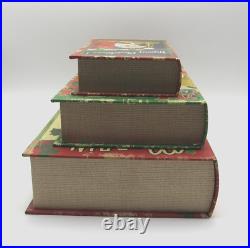 3x Merry Christmas Santa Retro Style Faux Books Stash Boxes Christmas Decor