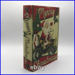 3x Merry Christmas Santa Retro Style Faux Books Stash Boxes Christmas Decor