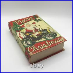 3x Merry Christmas Santa Retro Style Faux Books Stash Boxes Christmas Decor