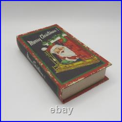 3x Merry Christmas Santa Retro Style Faux Books Stash Boxes Christmas Decor