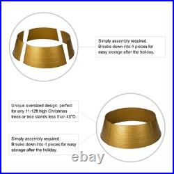 40.5 in. D Christmas Gold Hammered Metal Tree Collar (KD) 40.5 in. D Christmas Gold Hammered Metal Tree Collar (KD)