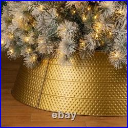 40.5 in. D Christmas Gold Hammered Metal Tree Collar (KD) 40.5 in. D Christmas Gold Hammered Metal Tree Collar (KD)