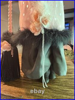 42 tall PINK/Black Witch Halloween Black Crystal Ball shabby cottage chic broom