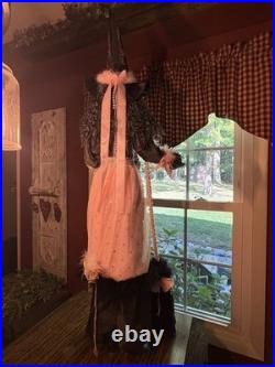 42 tall PINK/Black Witch Halloween Black Crystal Ball shabby cottage chic broom