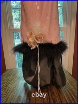 42 tall PINK/Black Witch Halloween Black Crystal Ball shabby cottage chic broom