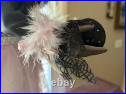 42 tall PINK/Black Witch Halloween Black Crystal Ball shabby cottage chic broom