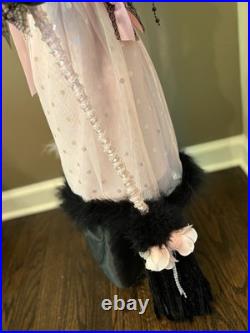 42 tall PINK/Black Witch Halloween Black Crystal Ball shabby cottage chic broom