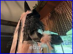42 tall PINK/Black Witch Halloween Black Crystal Ball shabby cottage chic broom