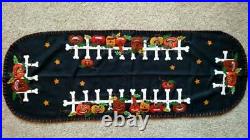 46 Handmade Wool Flannel Embroidered Jack O Lantern HALLOWEEN Table Runner 46 Handmade Wool Flannel Embroidered Jack O Lantern HALLOWEEN Table Runner