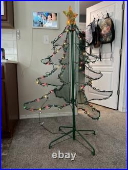 48 Lighted Green Mesh Christmas Tree Indoor Outdoor Rare Vintage