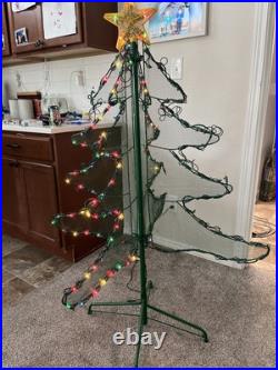 48 Lighted Green Mesh Christmas Tree Indoor Outdoor Rare Vintage