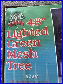 48 Lighted Green Mesh Christmas Tree Indoor Outdoor Rare Vintage