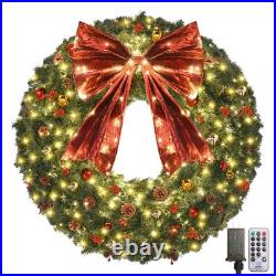 48inch Large Christmas Wreath Outdoor Christmas Wreath with 300 Lights and