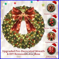 48inch Large Christmas Wreath Outdoor Christmas Wreath with 300 Lights and