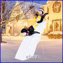 4FT Pre-Lit Christmas Penguin Ice Skating Decoration with Snowy Slide & LED Lights 4FT Pre-Lit Christmas Penguin Ice Skating Decoration with Snowy Slide & LED Lights