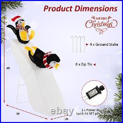 4FT Pre-Lit Christmas Penguin Ice Skating Decoration with Snowy Slide & LED Lights 4FT Pre-Lit Christmas Penguin Ice Skating Decoration with Snowy Slide & LED Lights