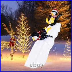 4FT Pre-Lit Christmas Penguin Ice Skating Decoration with Snowy Slide & LED Lights 4FT Pre-Lit Christmas Penguin Ice Skating Decoration with Snowy Slide & LED Lights
