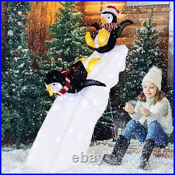 4FT Pre-Lit Christmas Penguin Ice Skating Decoration with Snowy Slide & LED Lights 4FT Pre-Lit Christmas Penguin Ice Skating Decoration with Snowy Slide & LED Lights