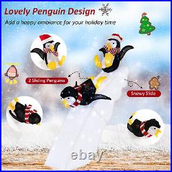 4FT Pre-Lit Christmas Penguin Ice Skating Decoration with Snowy Slide & LED Lights 4FT Pre-Lit Christmas Penguin Ice Skating Decoration with Snowy Slide & LED Lights