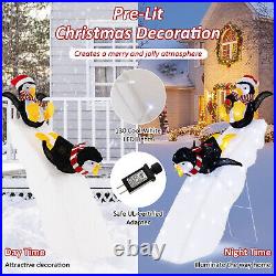 4FT Pre-Lit Christmas Penguin Ice Skating Decoration with Snowy Slide & LED Lights 4FT Pre-Lit Christmas Penguin Ice Skating Decoration with Snowy Slide & LED Lights