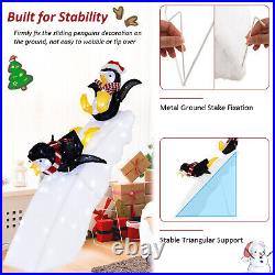 4FT Pre-Lit Christmas Penguin Ice Skating Decoration with Snowy Slide & LED Lights 4FT Pre-Lit Christmas Penguin Ice Skating Decoration with Snowy Slide & LED Lights