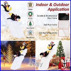 4FT Pre-Lit Christmas Penguin Ice Skating Decoration with Snowy Slide & LED Lights 4FT Pre-Lit Christmas Penguin Ice Skating Decoration with Snowy Slide & LED Lights