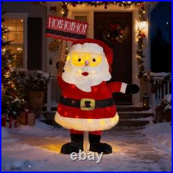 4Ft Lighted Pop-Up Santa, 47 Inch Christmas Santa Holiday Yard Decorations With 70