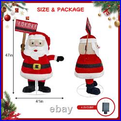 4Ft Lighted Pop-Up Santa, 47 Inch Christmas Santa Holiday Yard Decorations With 70