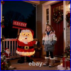 4Ft Lighted Pop-Up Santa, 47 Inch Christmas Santa Holiday Yard Decorations With 70