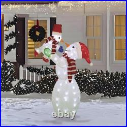 4'4 LED Lighted Christmas Snowman Mom Lifting Kid Outdoor Yard Holiday Decor