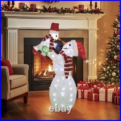 4'4 LED Lighted Christmas Snowman Mom Lifting Kid Outdoor Yard Holiday Decor