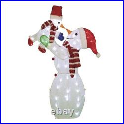 4'4 LED Lighted Christmas Snowman Mom Lifting Kid Outdoor Yard Holiday Decor